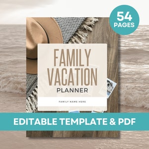 Family Vacation Planner, Vacation Planner, Travel Planner, Editable Vacation Planner, Printable Travel Planner, Packing List, Organizer