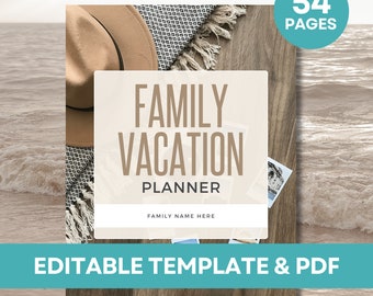 Family Vacation Planner, Editable Travel Itinerary (PDF)