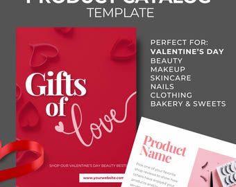 Plantilla de catálogo de productos editable / San Valentín, Belleza (Canva)