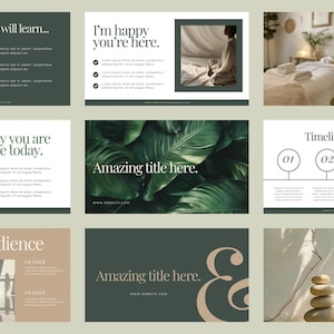 Mindfulness and Wellness Course Slide Presentation - Webinar Slide Deck Templates - Life Coaching Tools - Canva Templates