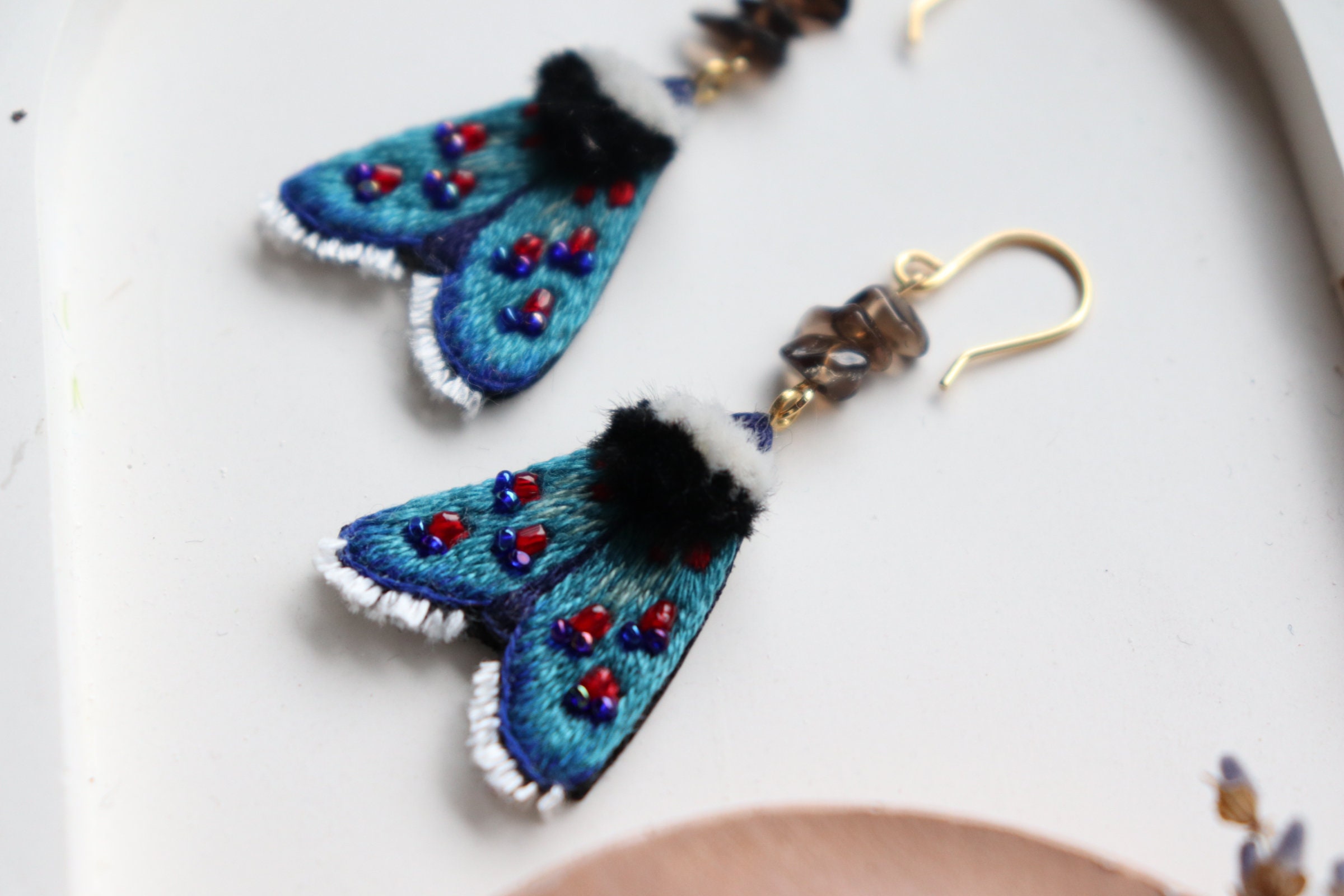 Boucles D'oreilles Papillons Turquoise émaillés - Style Printemps, Dormeuses, Fantaisie Femme