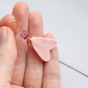 Rosy maple moth earrings, cute insect earrings as witchy jewelry image 6