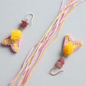 Rosy maple moth earrings, cute insect earrings as witchy jewelry image 2