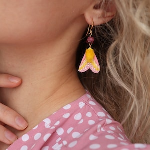 Rosy maple moth earrings, cute insect earrings as witchy jewelry image 4