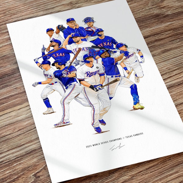 Texas Rangers 2023 World Series Collage Seager Garcia Semien Poster Print