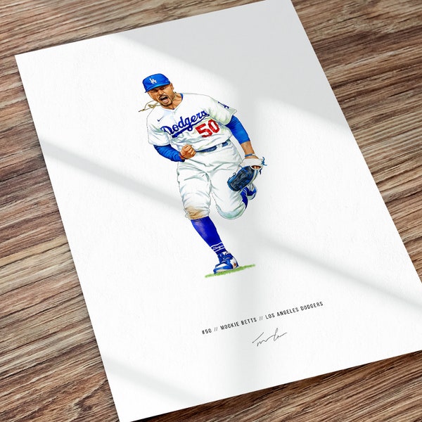 Mookie Betts Poster Los Angeles Dodgers MLB Baseball Art Print