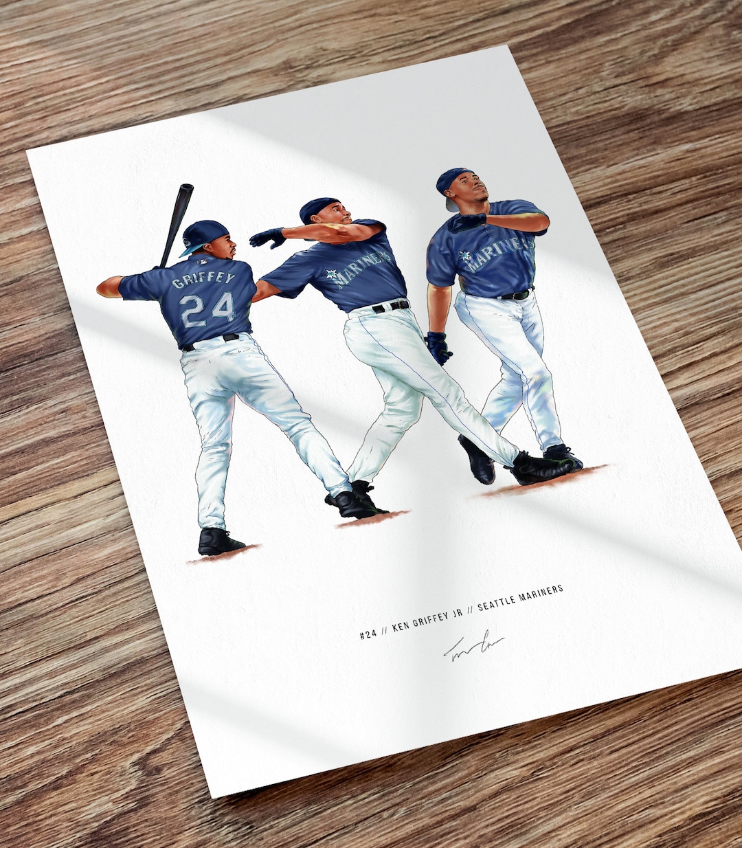 Ken Griffey Jr Poster Seattle Mariners Motion Baseball Wall Etsy