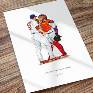 Adam Wainwright Yadi Molina Poster St Louis Cardinals MLB Baseball Wall Art Print