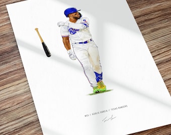 Adolis Garcia Home Run Poster Texas Rangers Baseball Art Print Poster