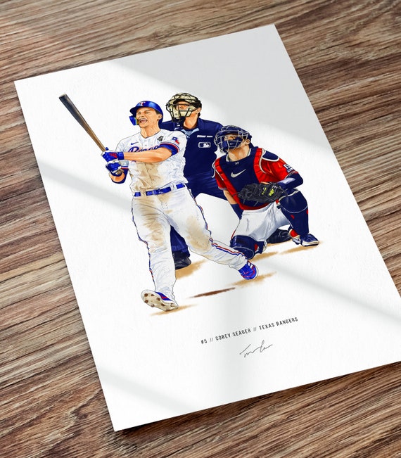 Corey Seager World Series Home Run V2 Poster Texas Rangers