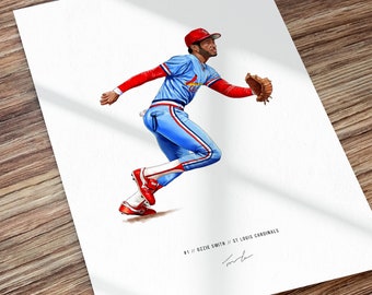 Ozzie Smith Poster, St. Louis Cardinals Art Print Minimalist Baseball ...