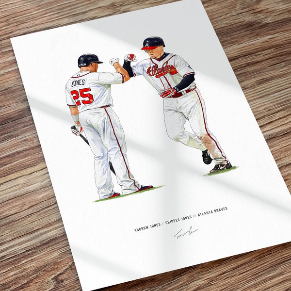 Chipper Jones Andruw Jones Poster Atlanta Braves Baseball Wall Art Print