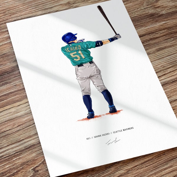 Ichiro Suzuki v1 Poster Seattle Mariners MLB Baseball Wall Art Print