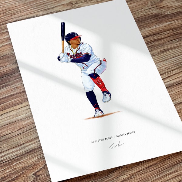 Ozzie Albies Poster Atlanta Braves MLB Baseball Wall Art Print