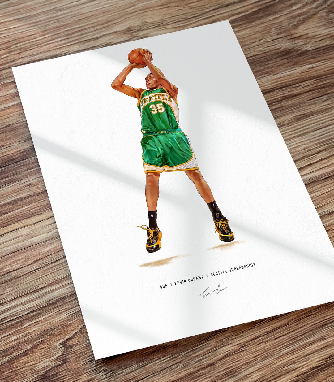 Kevin Durant Poster Seattle Supersonics NBA Basketball Art Print - Etsy