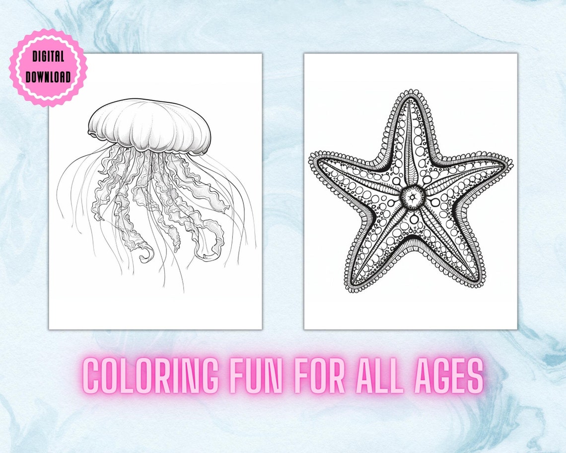 Ocean Odyssey Ocean Coloring Book Printable Pages Adult - Etsy