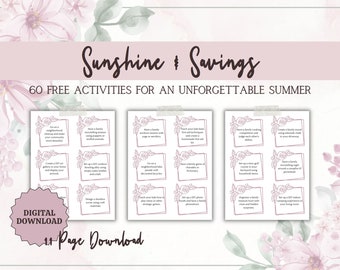 Fun Summer Activity Cards, 60 Summer Activities, Printable, Summer Fun, Kids Summer Activities, Kids Summer Planner, Summer Planning