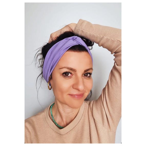 Elegant Purple Viscose Hair Band, Soft Wide Twisted Knot  display picture 3