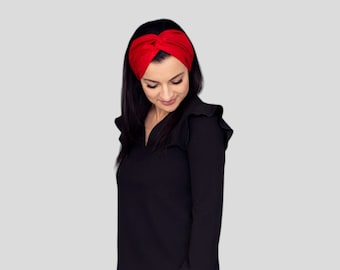 Diadema roja brillante con brillo rojo, banda para el cabello rojo brillante, accesorio para el cabello de celebración de año nuevo, regalo para mujeres, turbante rojo brillante,