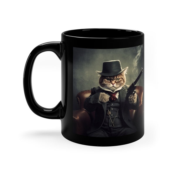 Tazza da caffè Mafia Cat, lo chiamano Don Whiskers, tazza nera da 11 once