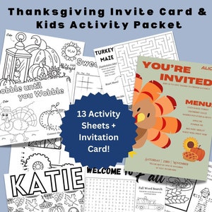 Herbst Abendessen Bearbeitbar Einladen Karte Kinder Herbst Indoor Aktivität Blätter Malseiten für Kinder Danksagungskarte Verschlingen, bis Sie wackeln
