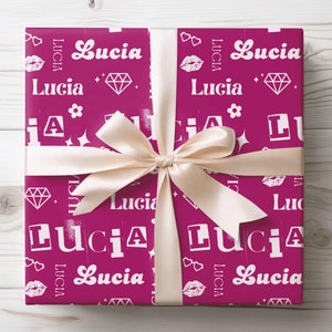 Custom Wrapping Paper Pink Pop Culture Tween Birthday Personalized Wrapping Paper Christmas Gift Wrap Roll Millennial Y2k Unique Gift Wrap