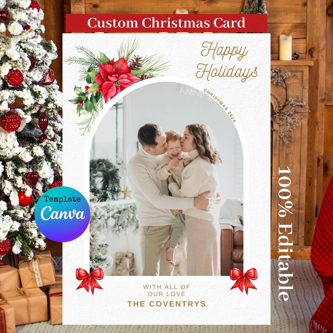 Editable Family Photo Christmas Card: Canva Template (digital Download ...