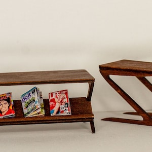 Mid Century Modern &#39;Z&#39; Coffee Table and End Table Set -  1:12 Scale Kit