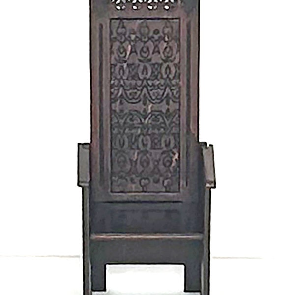 Miniature Medieval Gothic Style Decorative High Back Chair - 1 12 or 1 24 Scale Kit