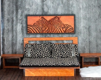 Miniature Dollhouse Bed and Nightstands - Contemporary - 1:12 Scale Kit