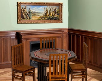 Arts and Crafts Miniature Game Table Set – Mission Style Chairs, Baltic Birch Kit
