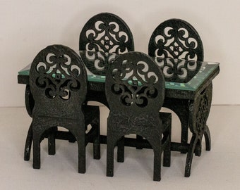 Miniatuur tuintafel en stoelenset - onvoltooide kit, schaal 1:12