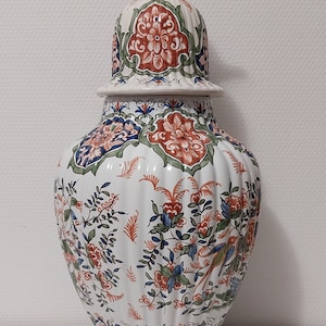 Magnificent large polychrome French earthenware vase by Desvre