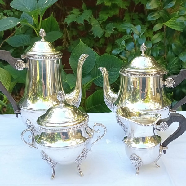ERCUIS, France. Incredible antique silver plated tea and coffee set