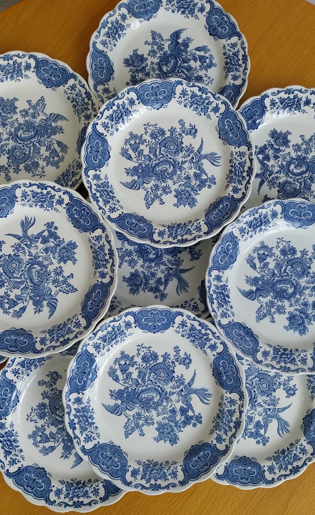 RIDGWAY ENGLAND 6 Magnificent Blue Plates In English Earthenware ridgway-england-6-magnificent-blue-plates-in-english-earthenware