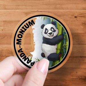 Pegatina de panda adorable, ilustración de panda adorable, calcomanía de panda de bambú, pegatina de animal divertido, decoración de habitación infantil, pegatina de animal del zoológico, panda de dibujos animados