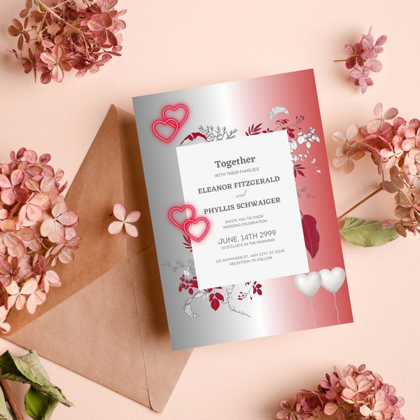 Printable Boho Wedding Invitation Template  Minimalist WeddingInvite