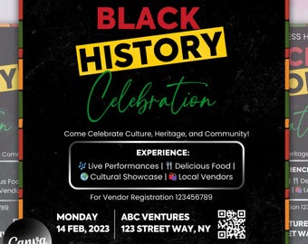 Black History Month-flyer, bokningsflyer för februari, Black BHM för februari, bokningsflyer, MUA-flyer för hår, fransar och naglar