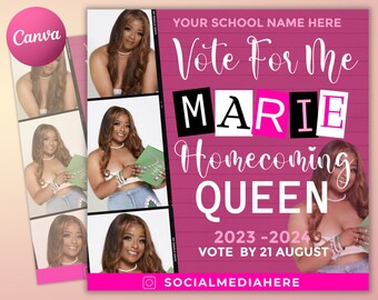 Vote Homecoming Queen Flyer, Homecoming Flyer, Campaign Flyer, Class Campaign Flyer, Election Flyer Prom Queen Flyer | DIY Editable Template
