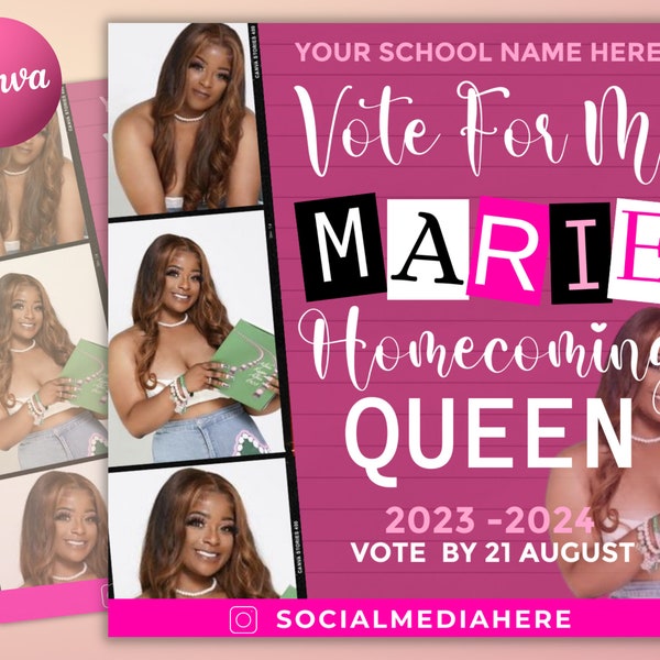 Vote Homecoming Queen Flyer, Homecoming Flyer, Campaign Flyer, Class Campaign Flyer, Election Flyer Prom Queen Flyer | DIY Editable Template