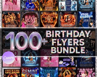 All Zodiac flyer bundle, Leo Birthday Flyer, All Birthday Template, Birthday Girl,Party Flyer bundle Celebration Flyer,Canva Flyer Template