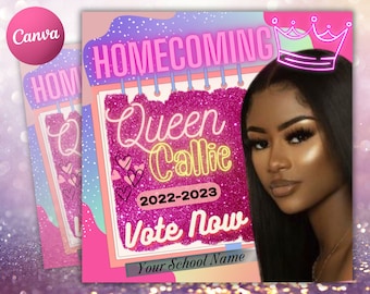Vote Homecoming Queen Flyer, Homecoming Flyer, Campaign Flyer, Class Campaign Flyer, Election Flyer Prom Queen Flyer | DIY Editable Template