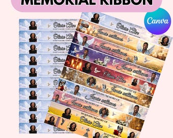 Modèle de ruban commémoratif, modèle de commémoration des funérailles, faire-part de décès, modèle de conception de ruban commémoratif RIP, modèle de toile, téléchargement immédiat