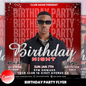 Birthday Celebration Flyer| Birthday Party Flyer| DIY Bday Invitation| Social Media Instagram| Editable Canva Flyer