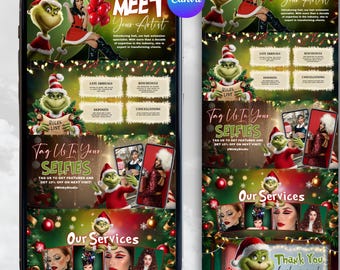 Christmas Editable Acuity Template, Christmas Booking Website, Grinchmas, Hairstylist, Braids, Lashes, Nails, MUA, Canva Acuity Template