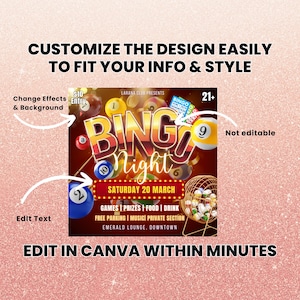 Editable Bingo Night Flyer | DIY Canva Template for Club, Casino Party ...