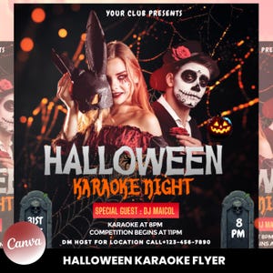 Halloween Flyer, Social Media Flyer, bearbeitbare Halloween-Party-Einladung, DIY Canva-Vorlage, Halloween-Party-Flyer-Canva