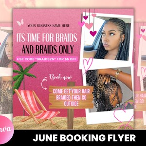 June Booking Flyer, June Book Now Flyer, June Bookings Available Flyer, Summer Sale, DIY Summer Flyer, Social Media Flyer, Canva Template