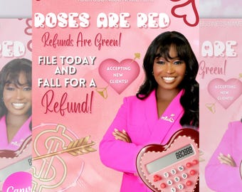 Tax Preparation Flyer, Valentine's Tax Flyer, Tax Season, Tax Prep Season Flyer, Accountant Flyer, Tax Prep Instagram Template