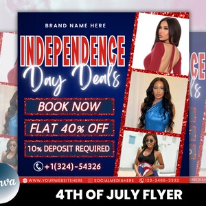 4th of July Flyer, 4th of July Flash Sale Flyer, Independence Day Flyer, DIY Flyer Template, Social Media Post, Canva Flyer,Instant Download